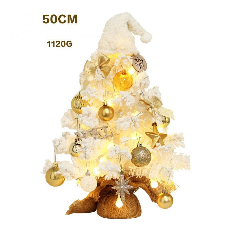 Tabletop Christmas Tree Small Mini Christmas Tree for Table Top; Artificial Snow Flocked with Xmas Ornaments; Gold Christmas Decorations for Home Office Apartment