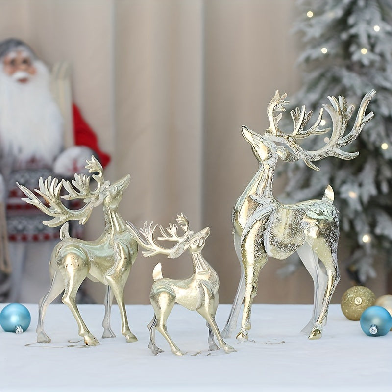 Wrought Iron Winter Elk Figurines