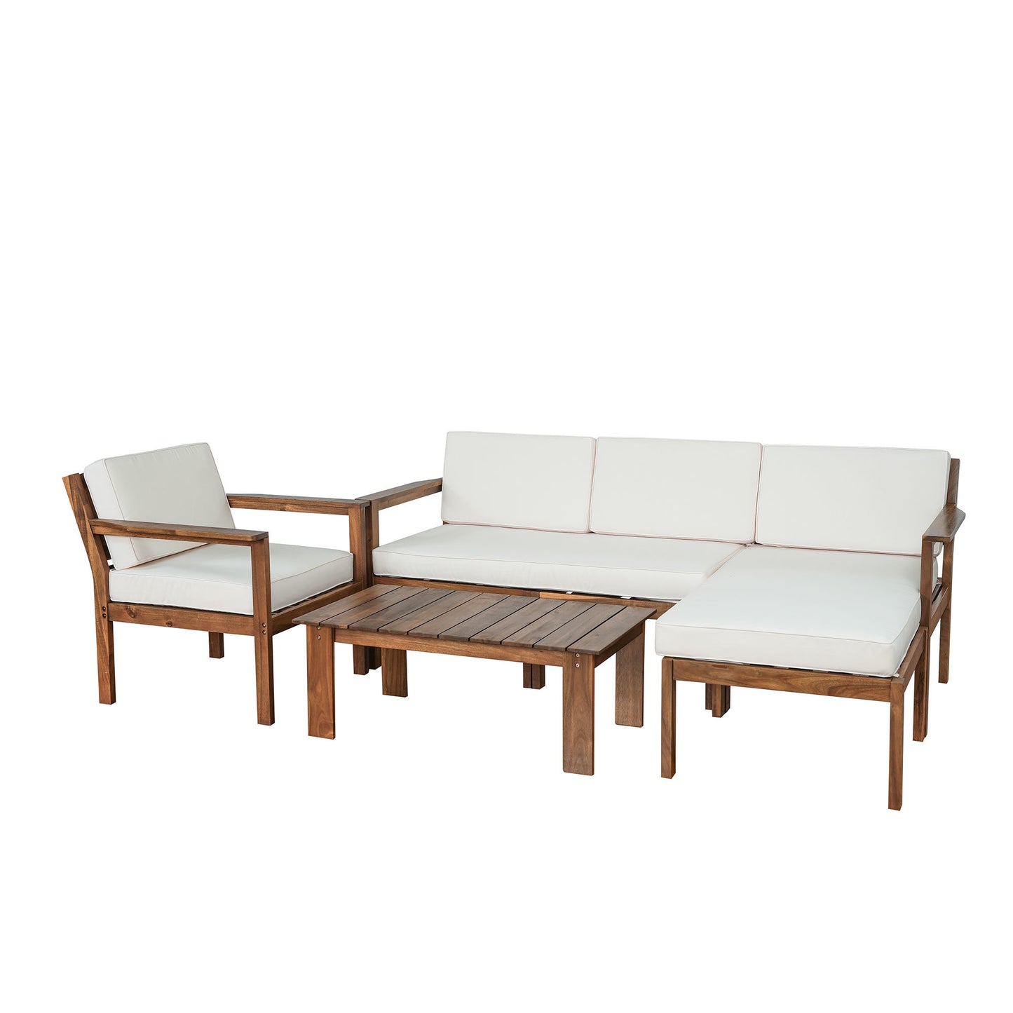 U_Style Multi-person Sofa Set with A Small Table, Suitable for Gardens, Backyards, and Balconies.