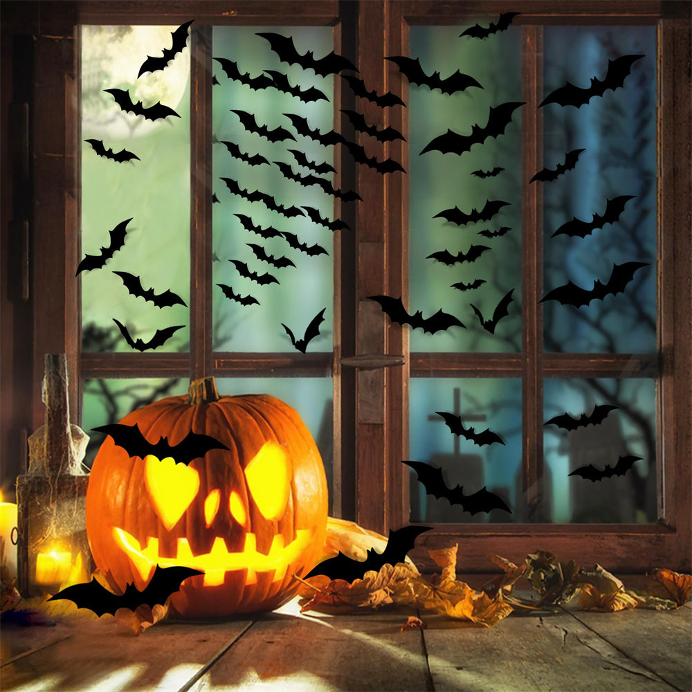 BLACK BAT STICKERS - 3D Halloween Wall Decor