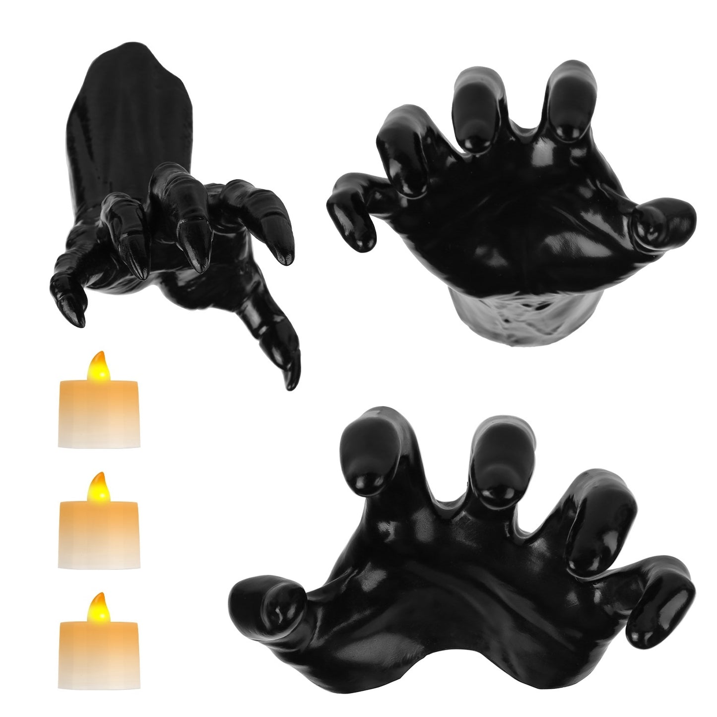 CREEPY REACHING HANDS WITH LIGHTED CANDLES - Halloween Wall Decor