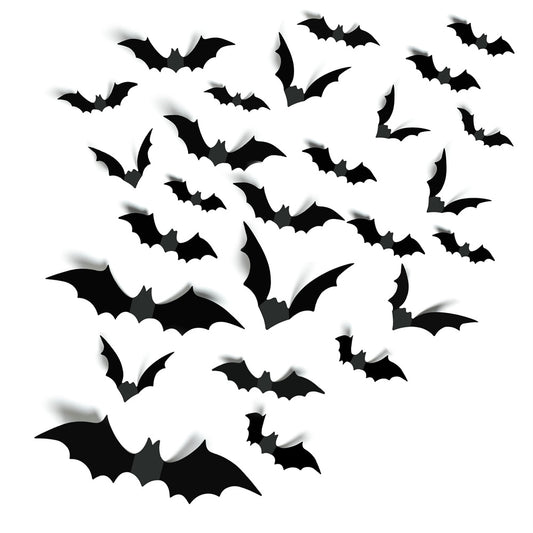 BLACK BAT STICKERS - 3D Halloween Wall Decor