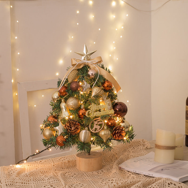 Tabletop Christmas Tree Small Mini Christmas Tree for Table Top;  Artificial Snow Flocked with Xmas Ornaments;  Gold Christmas Decorations for Home Office Apartment