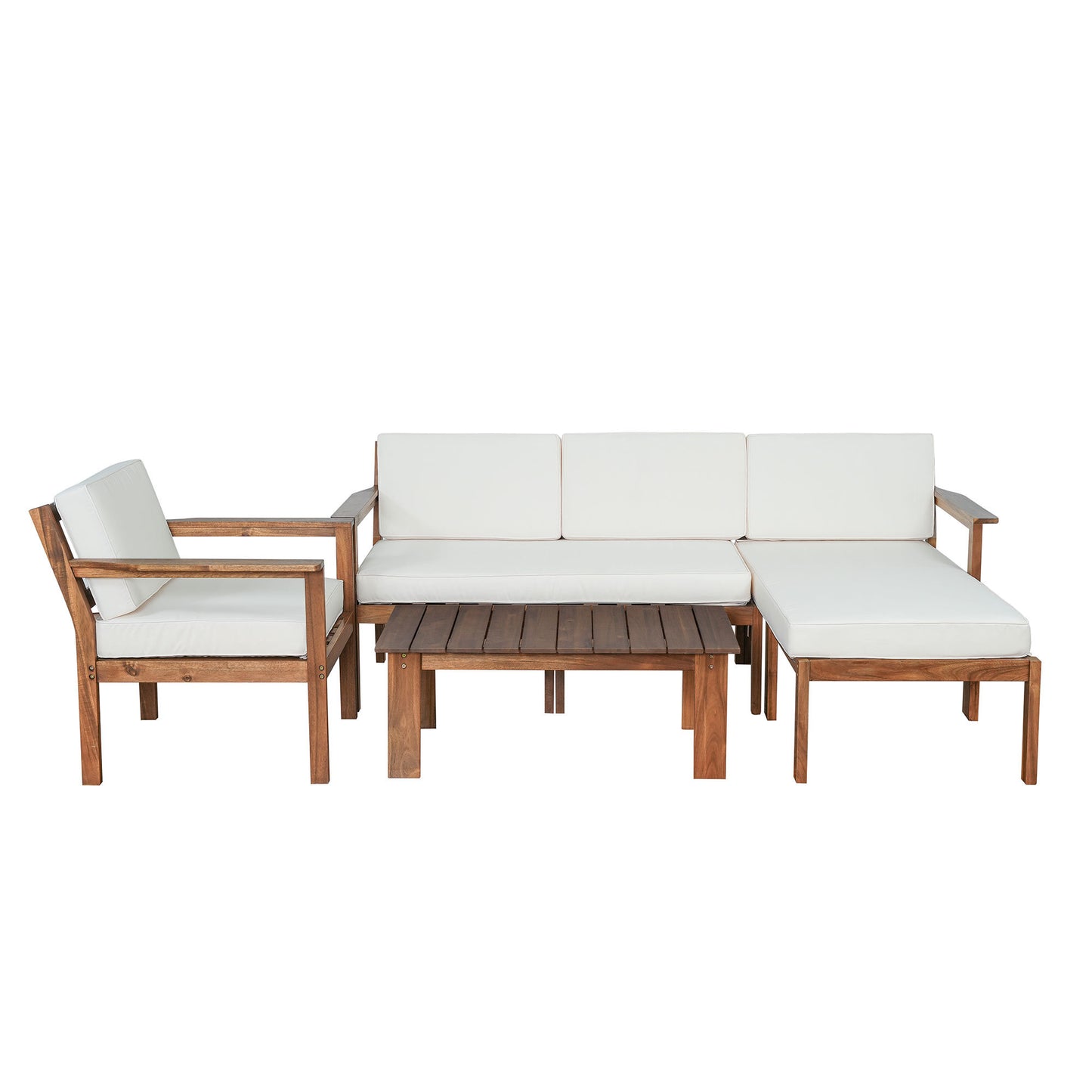 U_Style Multi-person Sofa Set with A Small Table, Suitable for Gardens, Backyards, and Balconies.