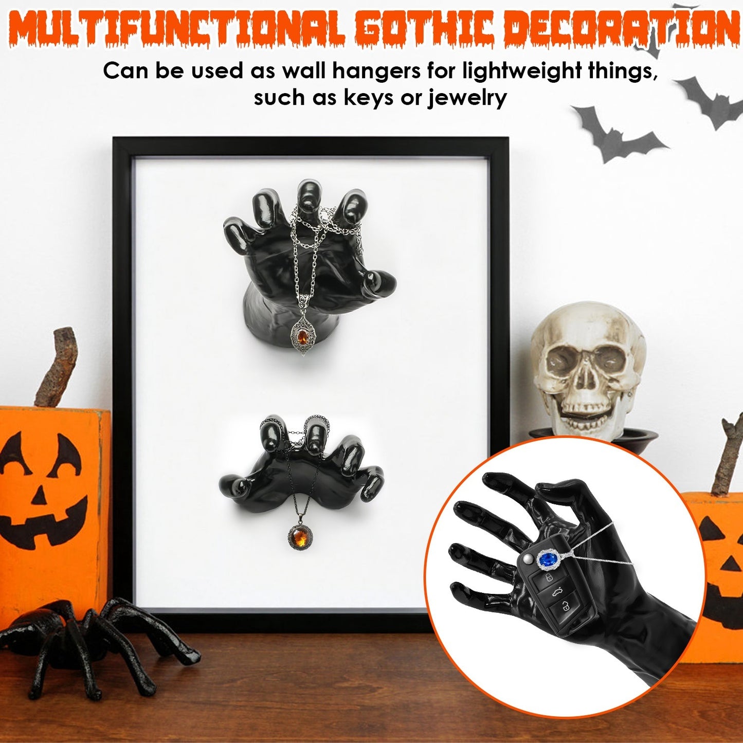 CREEPY REACHING HANDS WITH LIGHTED CANDLES - Halloween Wall Decor