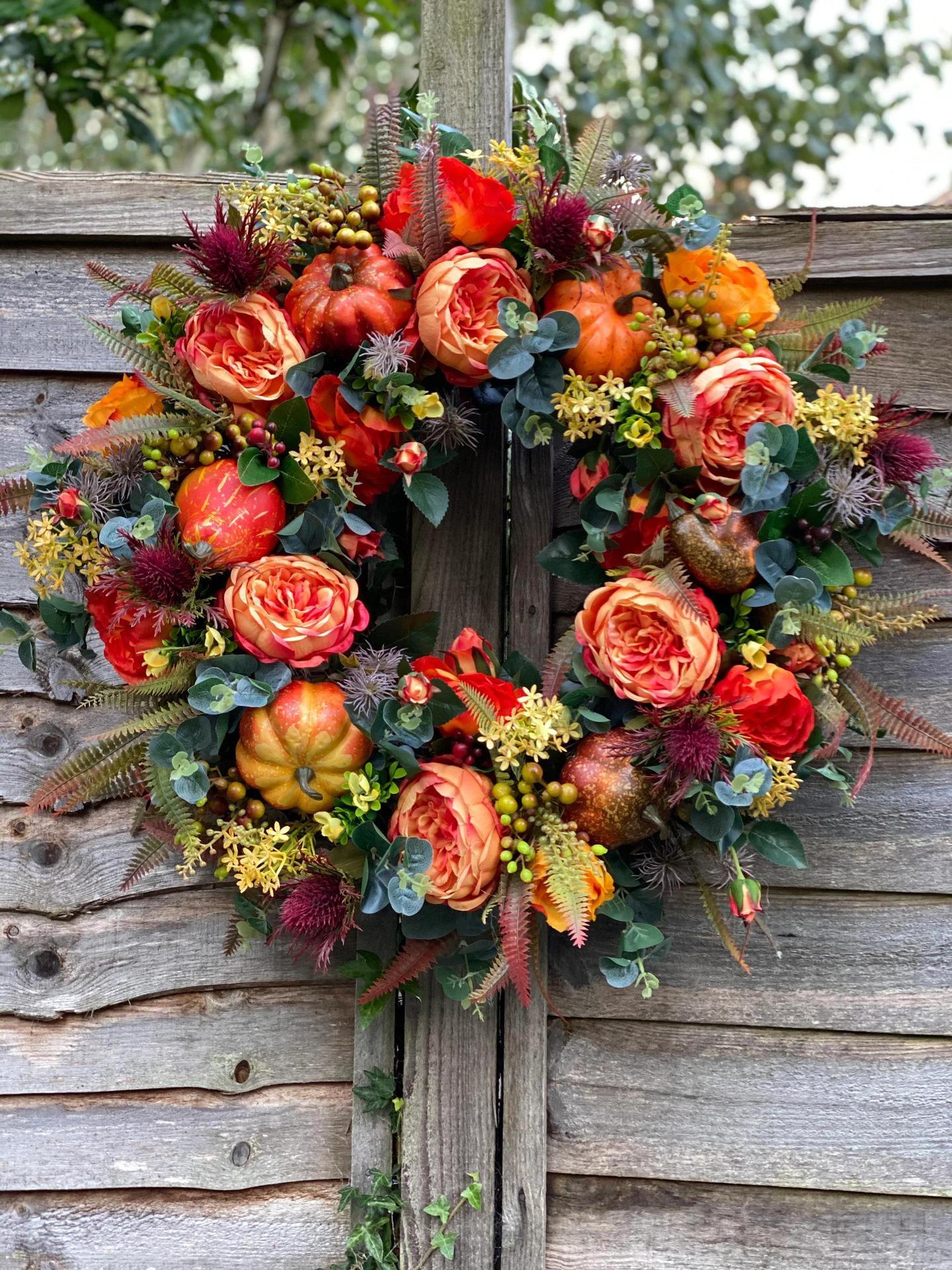 FALL PEONY & PUMPKIN WREATH