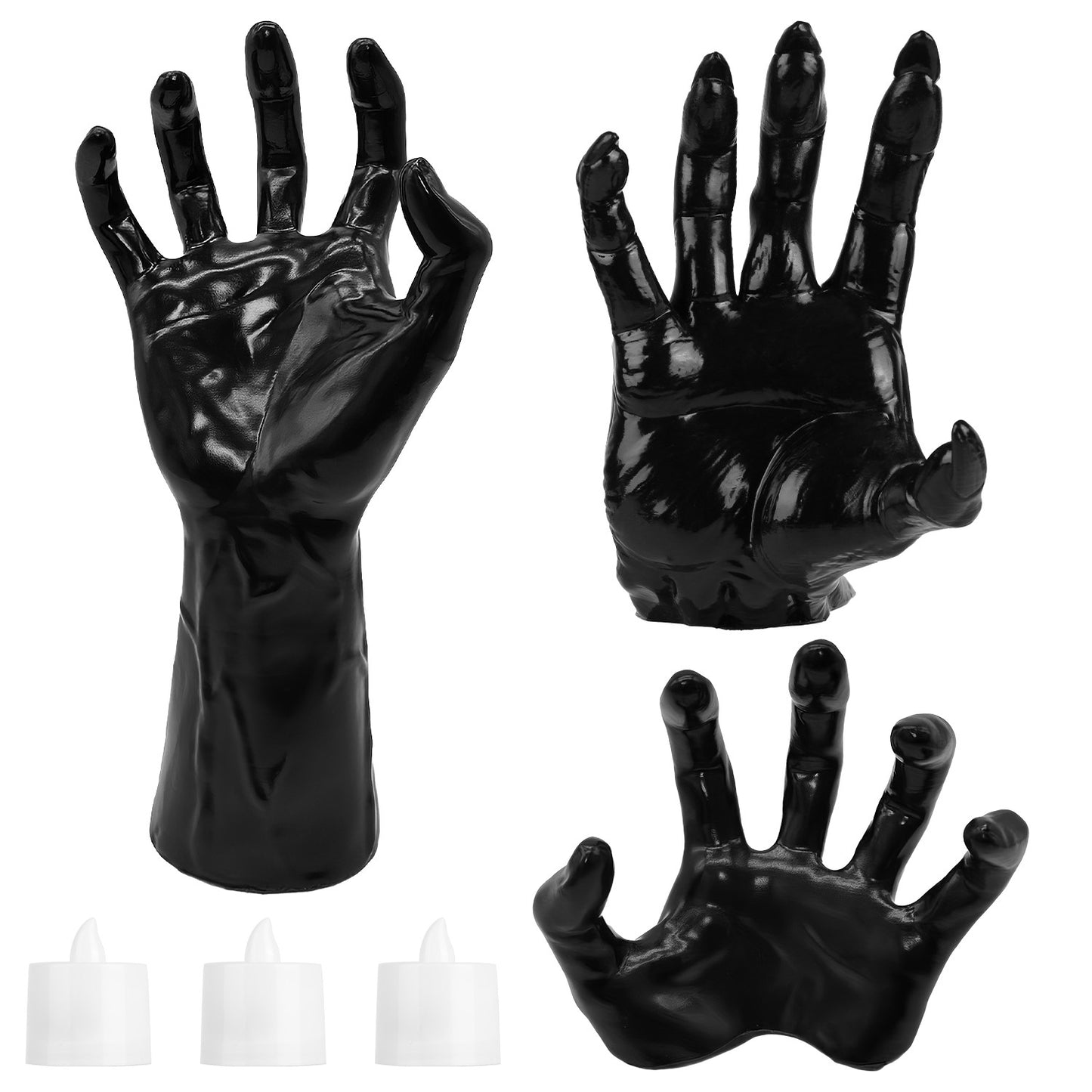 CREEPY REACHING HANDS WITH LIGHTED CANDLES - Halloween Wall Decor